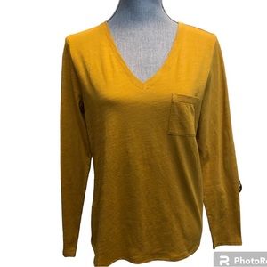 Garnet Hill NWOT Long sleeve weekender tee curry gold XS